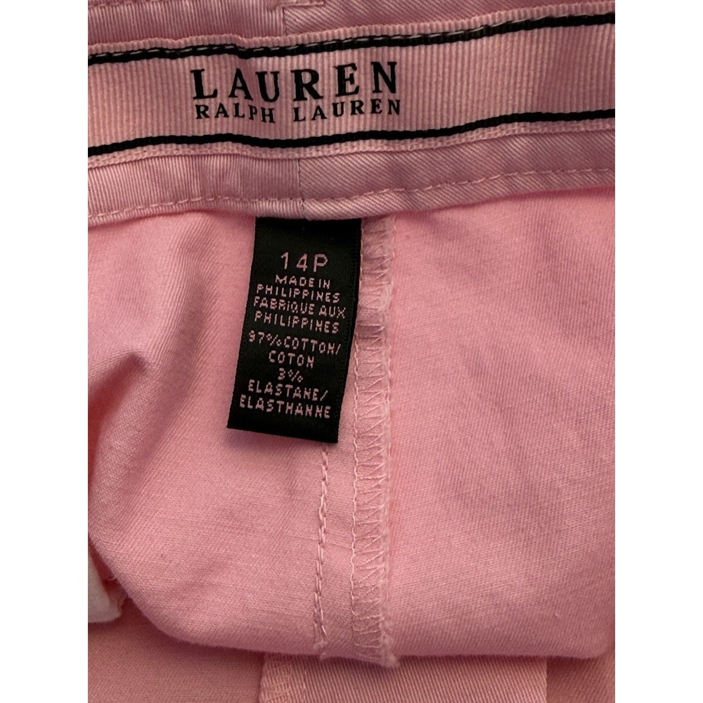 Lauren Ralph Lauren Women's 14P Pink Chino Shorts Slit Pockets Flat Front - Picture 4 of 7